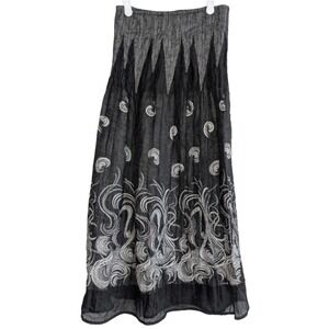 Lapis One Size Women's Gray Black Maxi Skirt Stretch Flowy Pattern